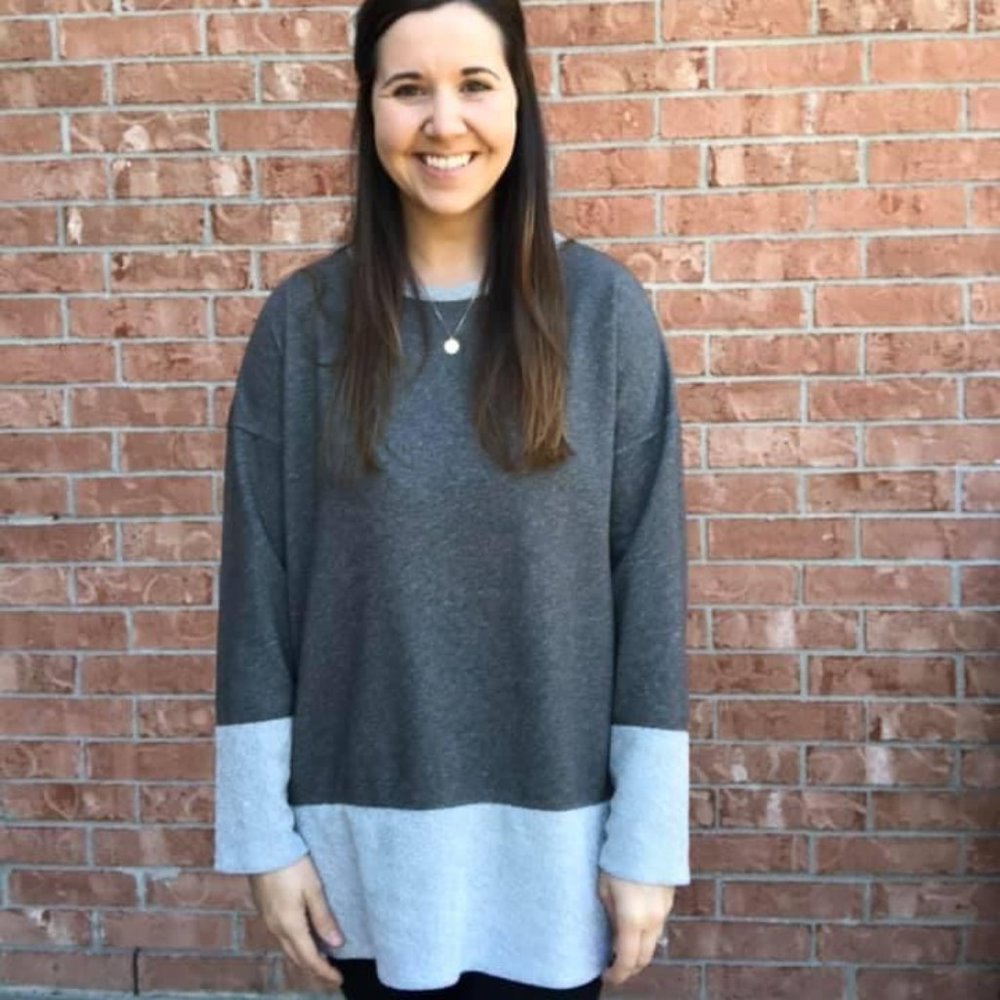 Gray french terry tunic top